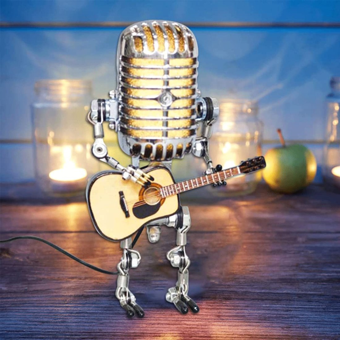 🎁Vintage Microphone Robot Desk Lamp - Get Free Guitar!!