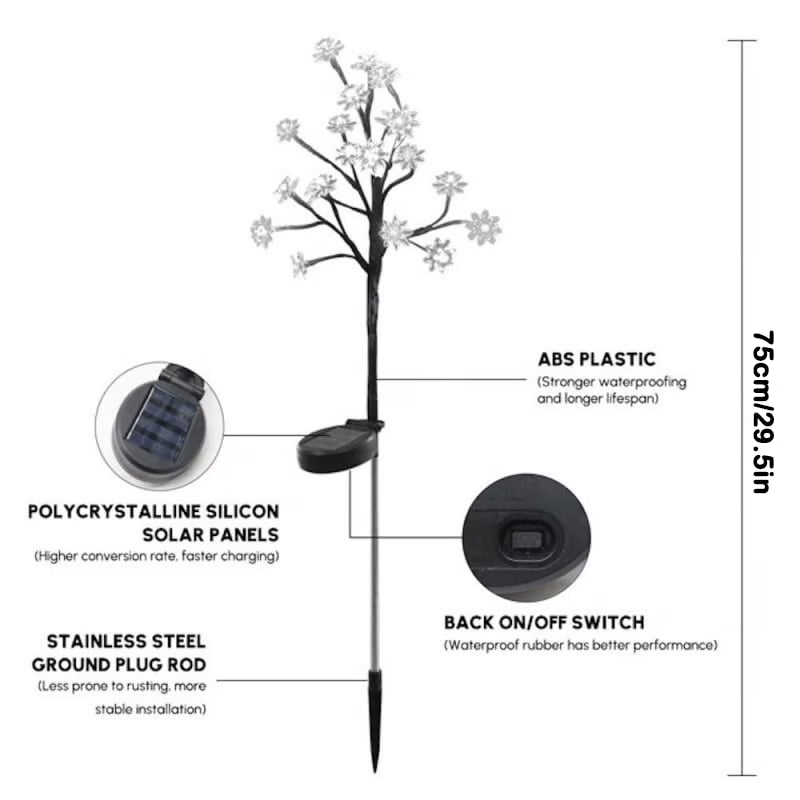 Outdoor Waterproof Cherry Blossom Multicolor Solar Garden Lights