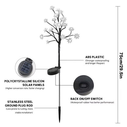 Outdoor Waterproof Cherry Blossom Multicolor Solar Garden Lights