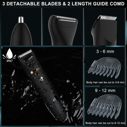 💥LAST DAY SALE 49% OFF💥 3 in 1 Electric Body Hair Trimmer for Men，Cordless Groin Hair Clipper for Men, Waterproof Electric Shaver
