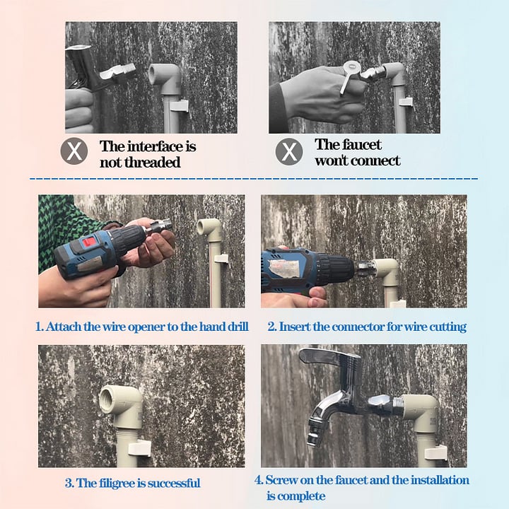 🎉Last Day 49% OFF🌲Electric Drill Compatible PVC Pipe Threader Kit with Various Die Sizes