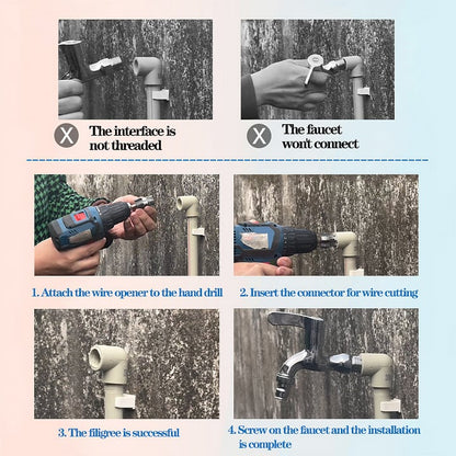 🎉Last Day Clearance Sale - 49% OFF🌲Electric Drill Compatible PVC Pipe Threader Kit with Various Die Sizes