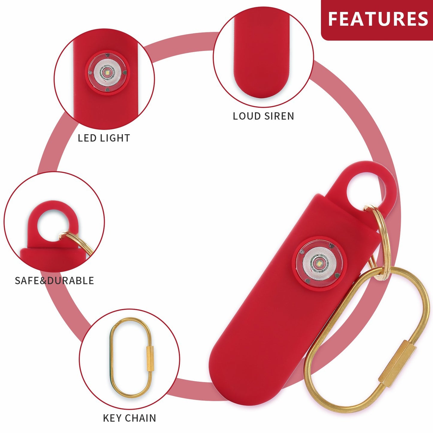 Siren Keychain Alarm with SOS LED Light