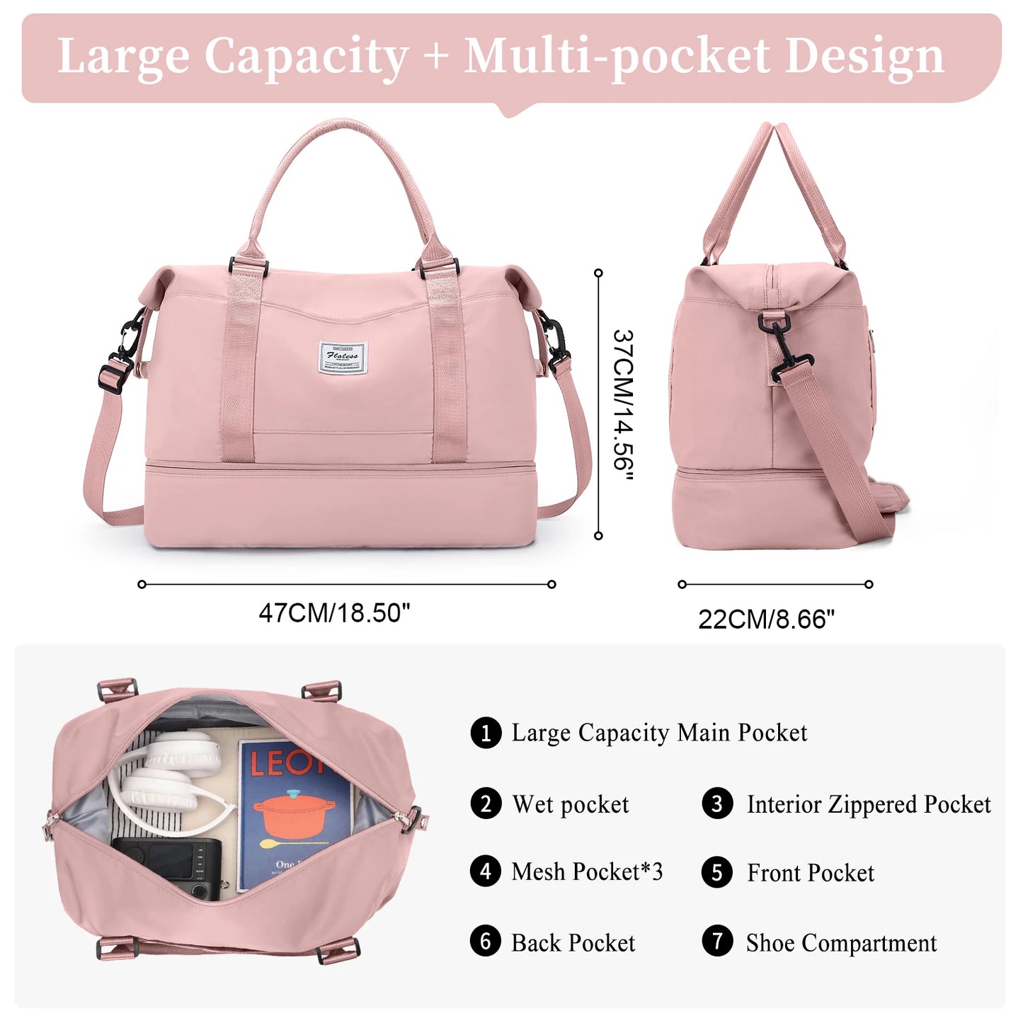 The Ultimate Carry-All – Weekender Duffel for Women with Shoe Pocket & Vanity Bag