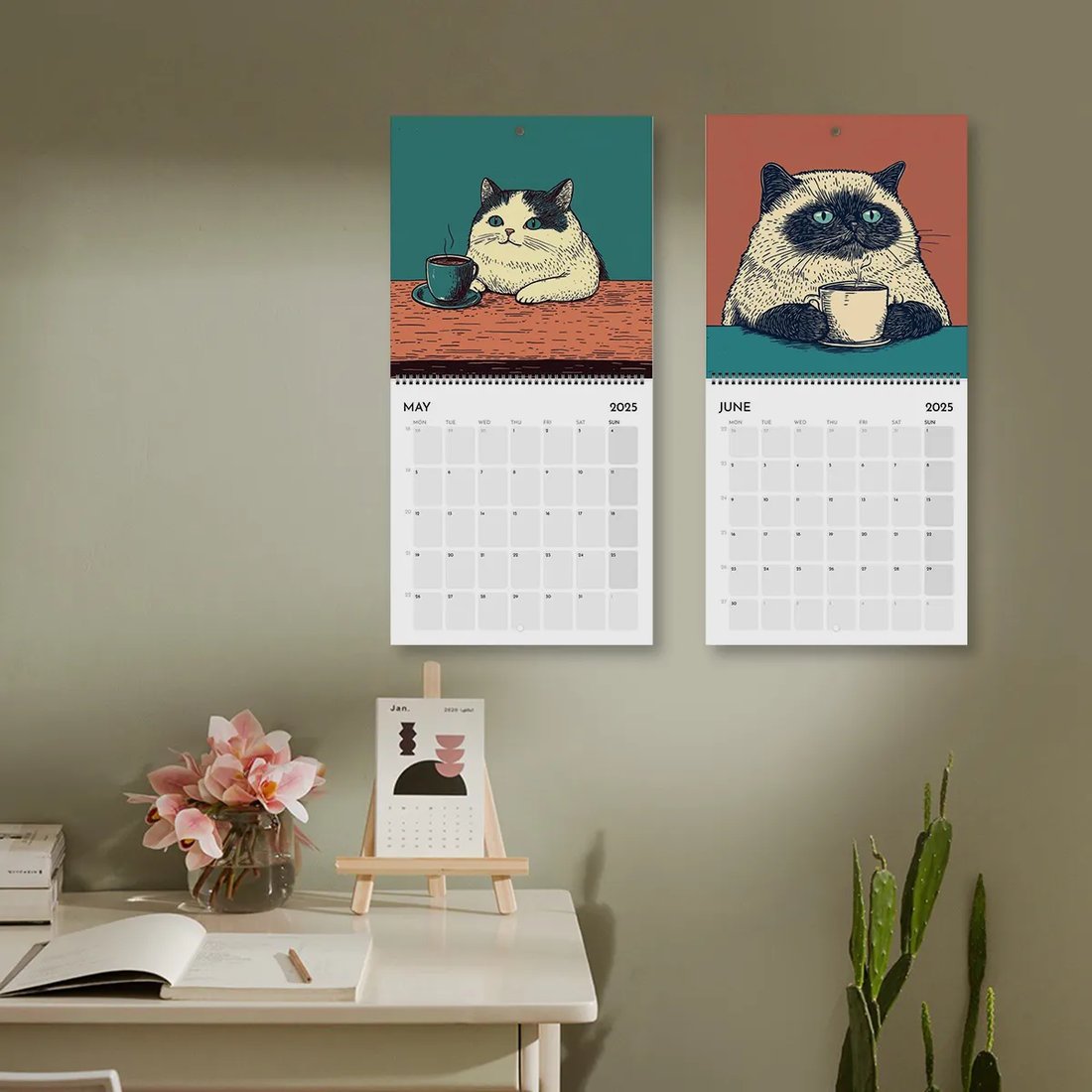 📅Year-end Promotion 49% Off🐈2025 Cat Calendar - Cats Chillin' With Coffee