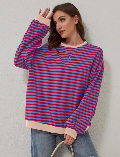 🎁Last Day Sale 50% OFF🏆️2024 Womens Stripes Color Block Sweatshirts