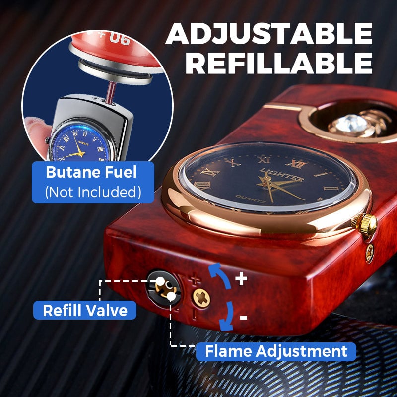 Windproof Torch Lighter with Clock