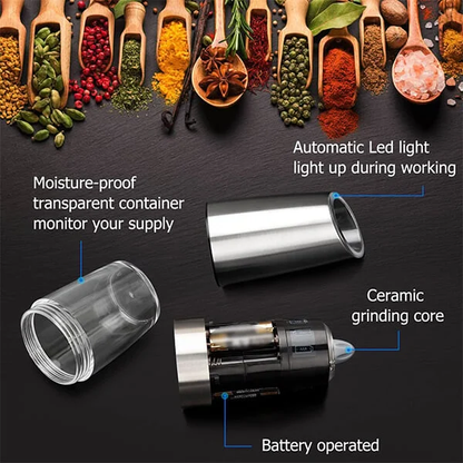 🔥BUY MORE SAVE MORE🔥Automatic Electric Gravity Induction Salt & Pepper Grinder