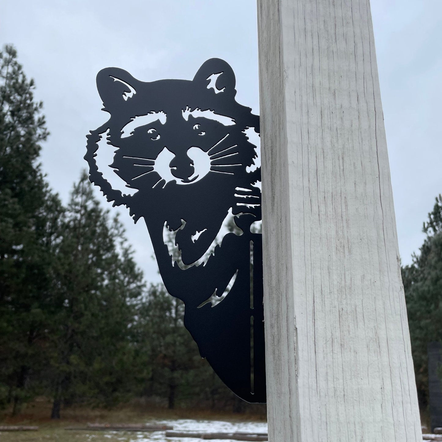 Peek-a-Boo Flipping Off Bigfoot Metal Sign