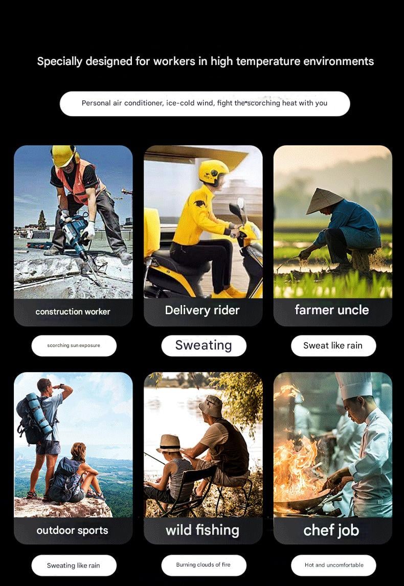 Portable Waist Clip & Neck Fan | USB Rechargeable with LED & Power Bank