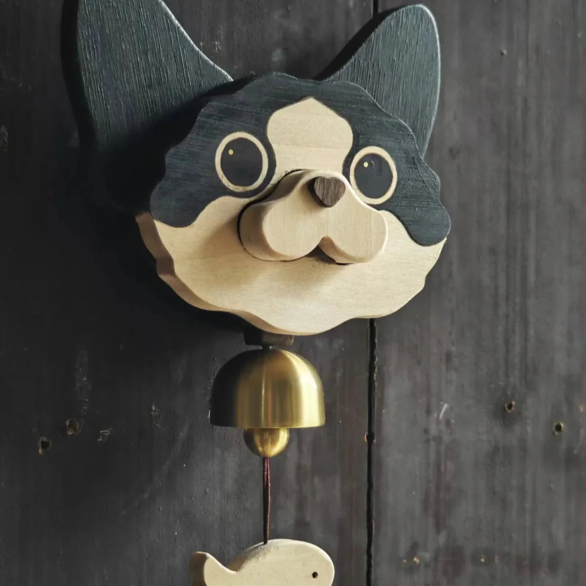Wooden Shiba Inu Wind Chime Doorbell