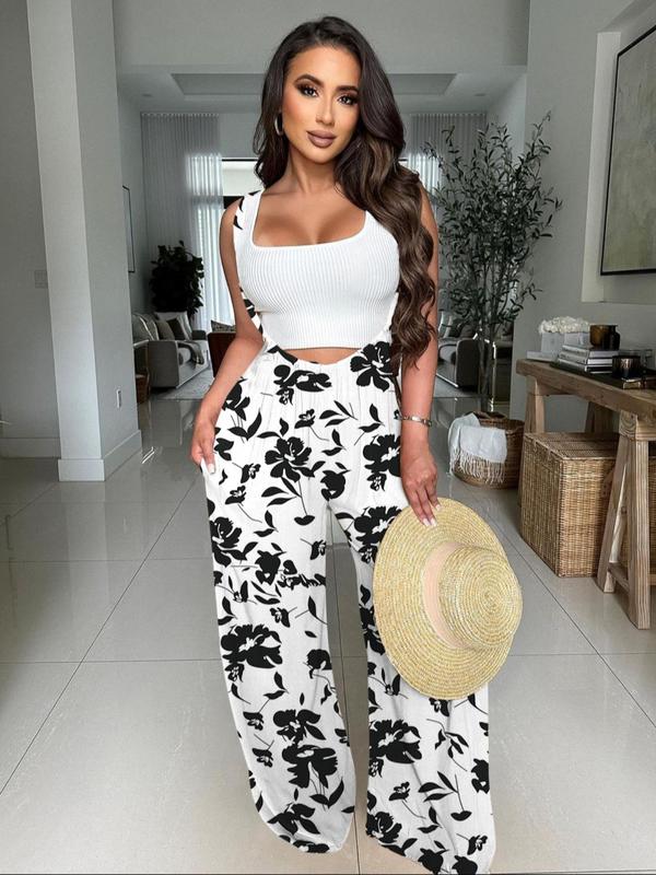 ✨LAST DAY ONLY 49% OFF🔥Women's Drawstring Tie Back Wide Leg Pocket Suspender Pants