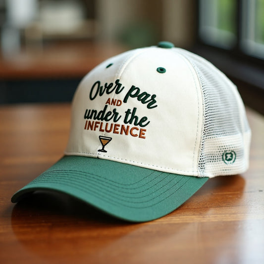 ⛳ Funny Golf Trucker Hat – Over Par and Under the Influence