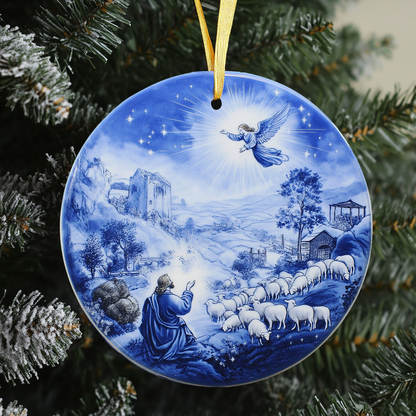 Nativity Christmas Ornament in Blue