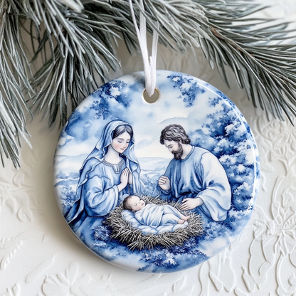 Nativity Christmas Ornament in Blue