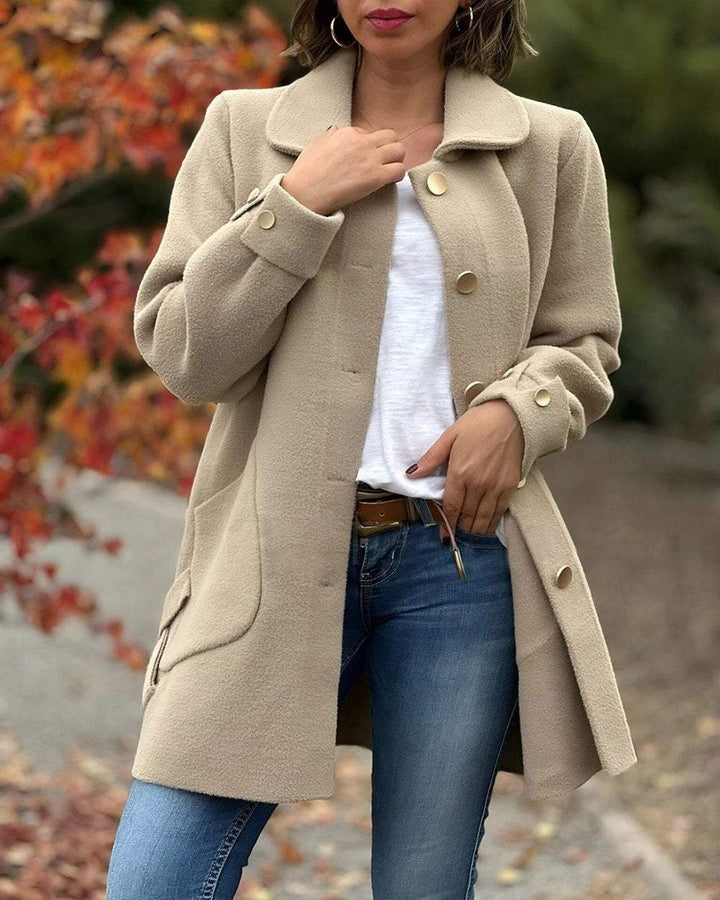 Women's Solid Color Casual Side Bow Coat