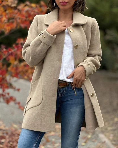 Women's Solid Color Casual Side Bow Coat