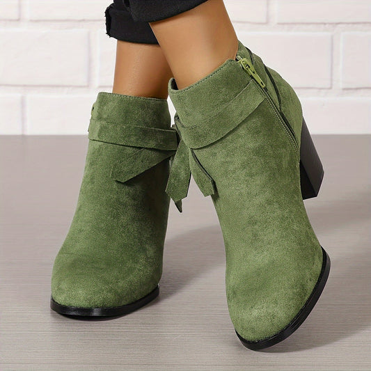 Women's Suede Side Zipper Ankle Boots