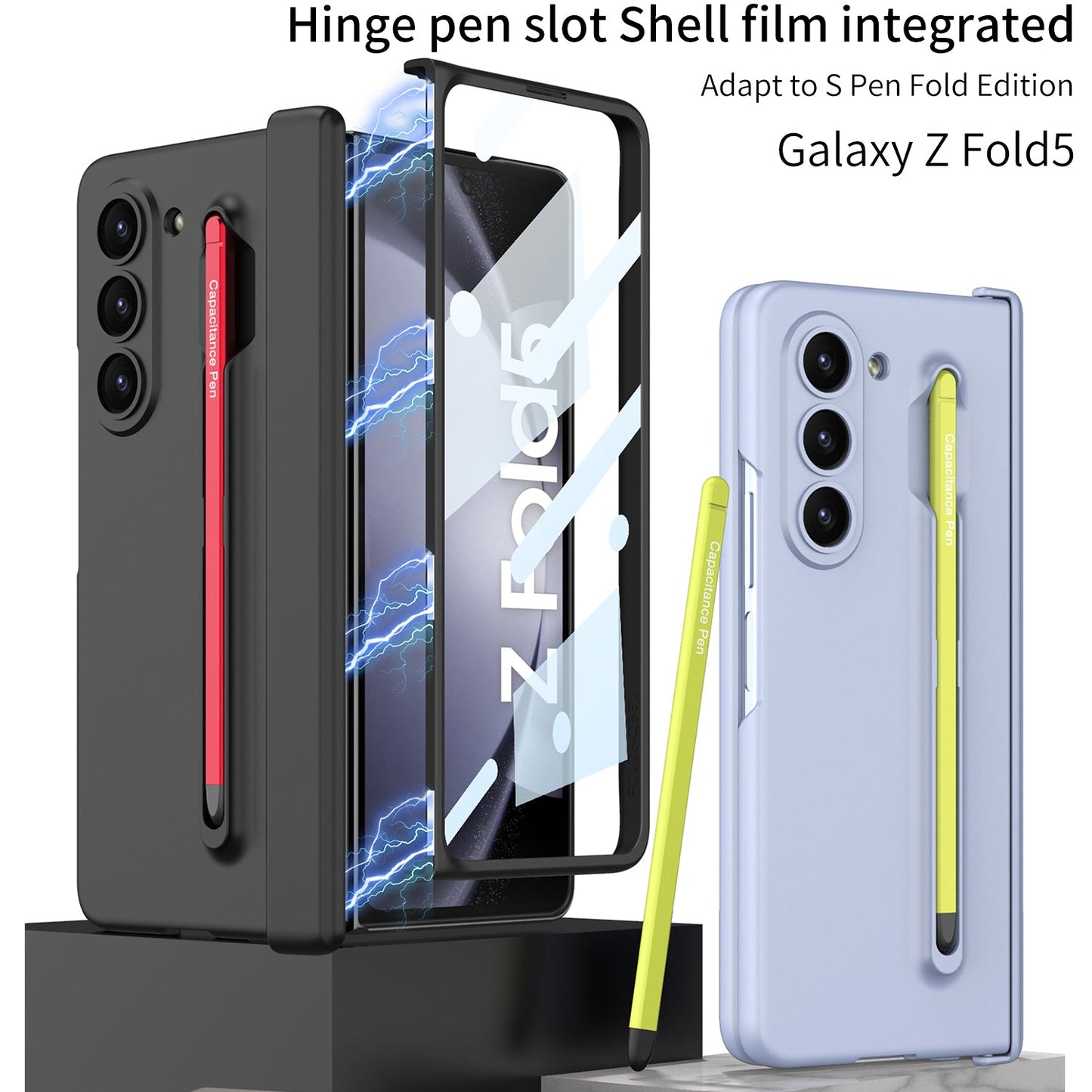 Magnetic Hinge Anti-fall Protective Phone Case With Pen Tray Shell and Film For Galaxy Z Fold5 Fold6