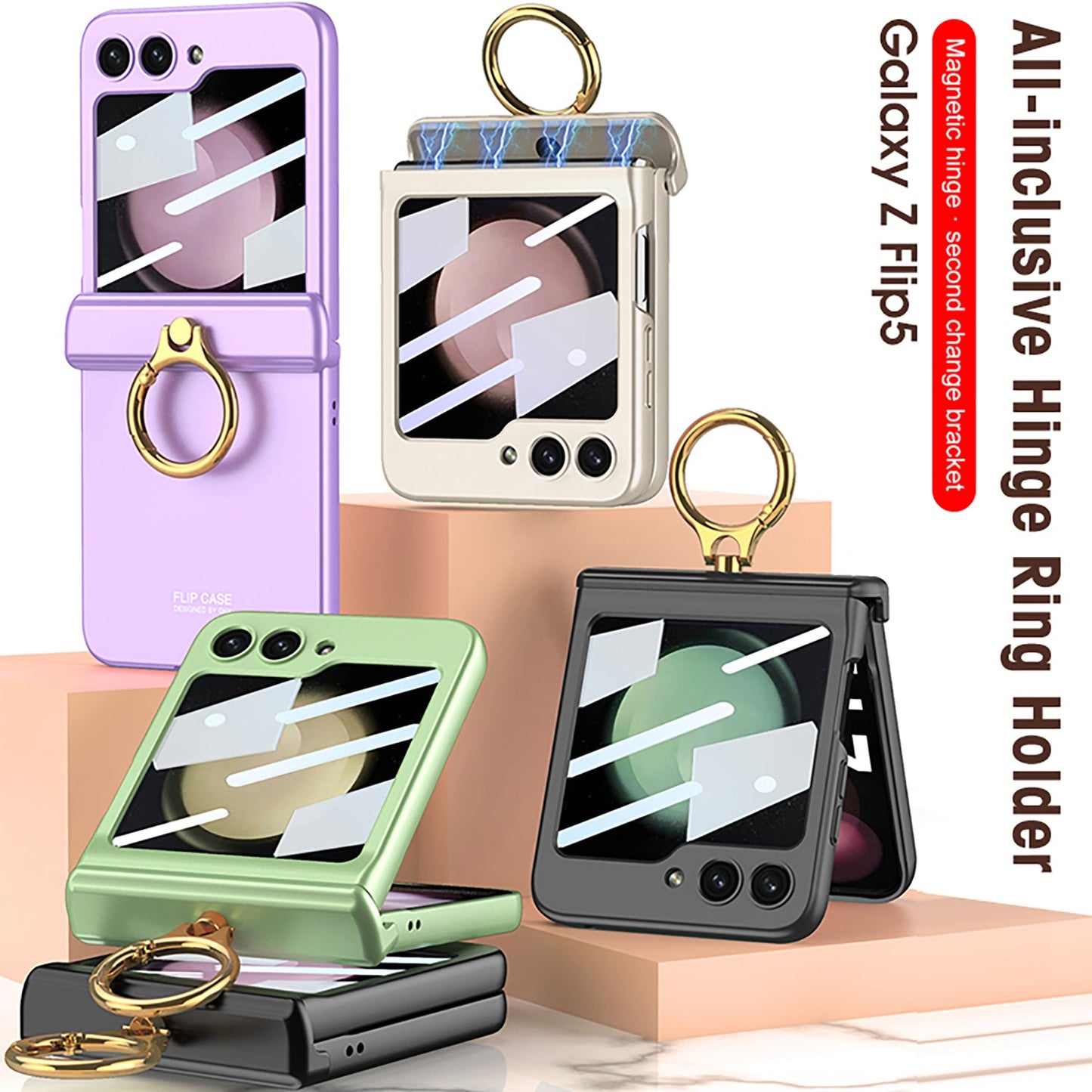 Magnetic All-included Shockproof Phone Cover For Galaxy Z Flip6 Flip5 Flip4 Flip3