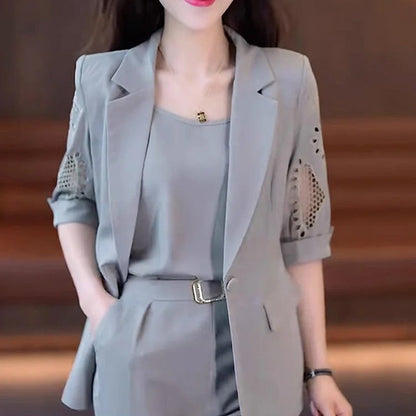 🔥49% OFF🔥Nice Gift-Woman's Fashionable And Slim Blazer 3-piece Suit Set