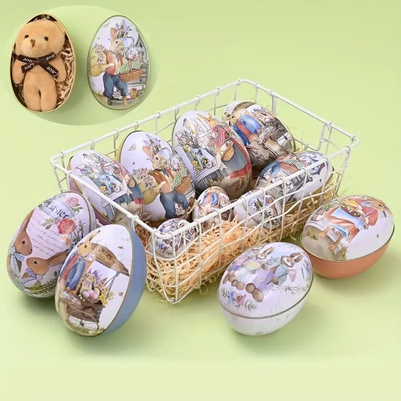 Vintage Easter Egg Tin Boxes – Set of 6