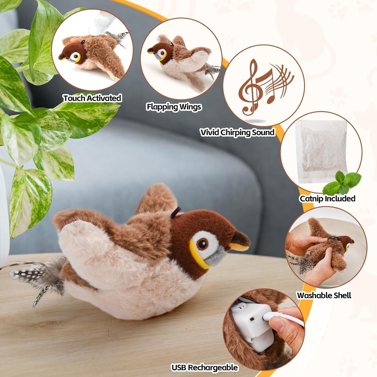 🔥 Last Day Sale Price | 🐾Interactive Chirping Bird Cat Toy