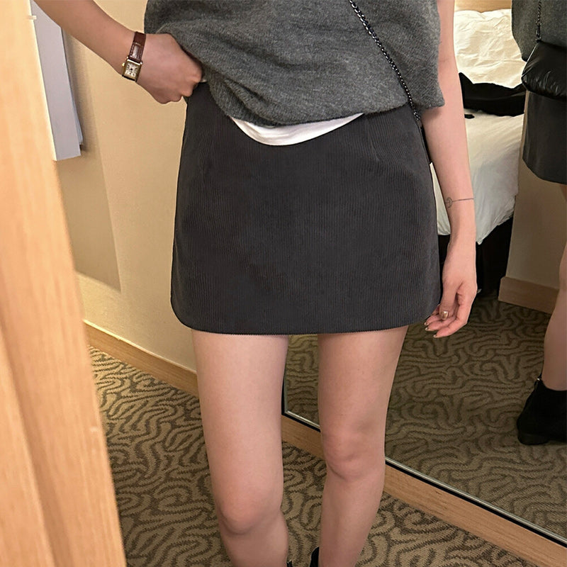 A-line Corduroy Casual Skirt
