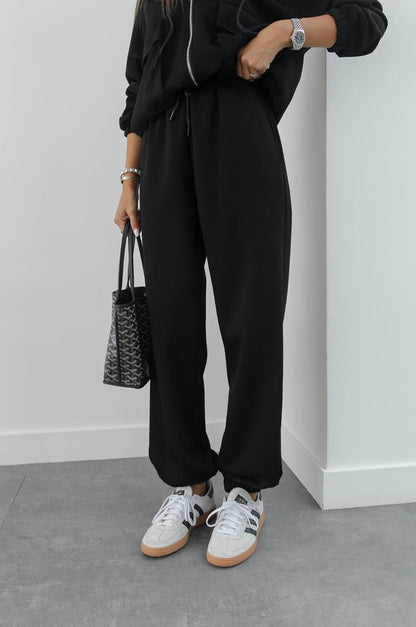 Zipper Hoodie and Elastic Waist Set