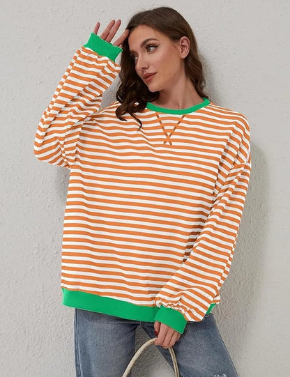 🎁Last Day Sale 50% OFF🏆️2024 Womens Stripes Color Block Sweatshirts