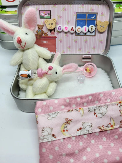 🐰Handmade Bunny Mummy Tiny Plush Pocket Tin