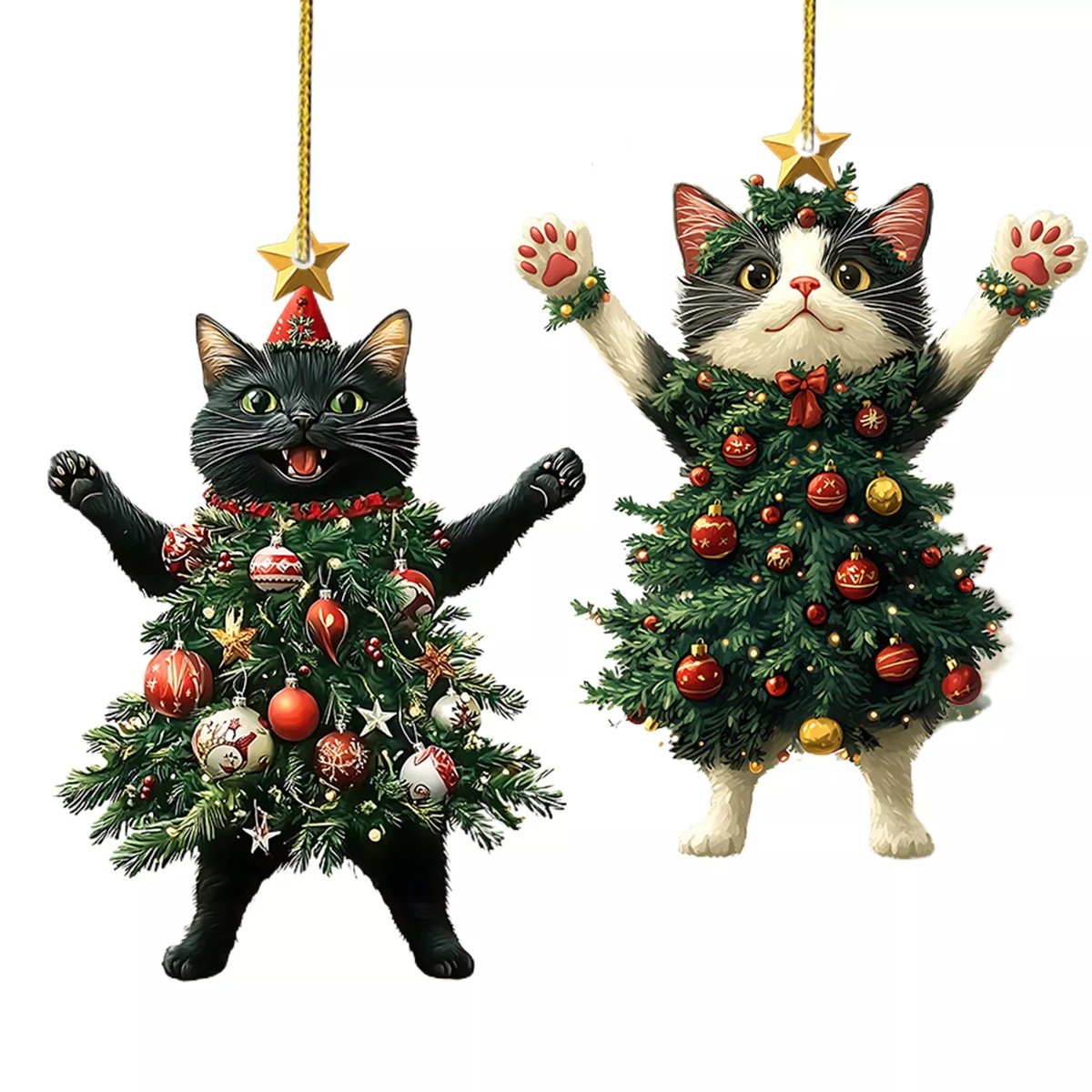 🔥Last Day Promotion 49% OFF🎁Funny Black and White Cats Christmas Ornament