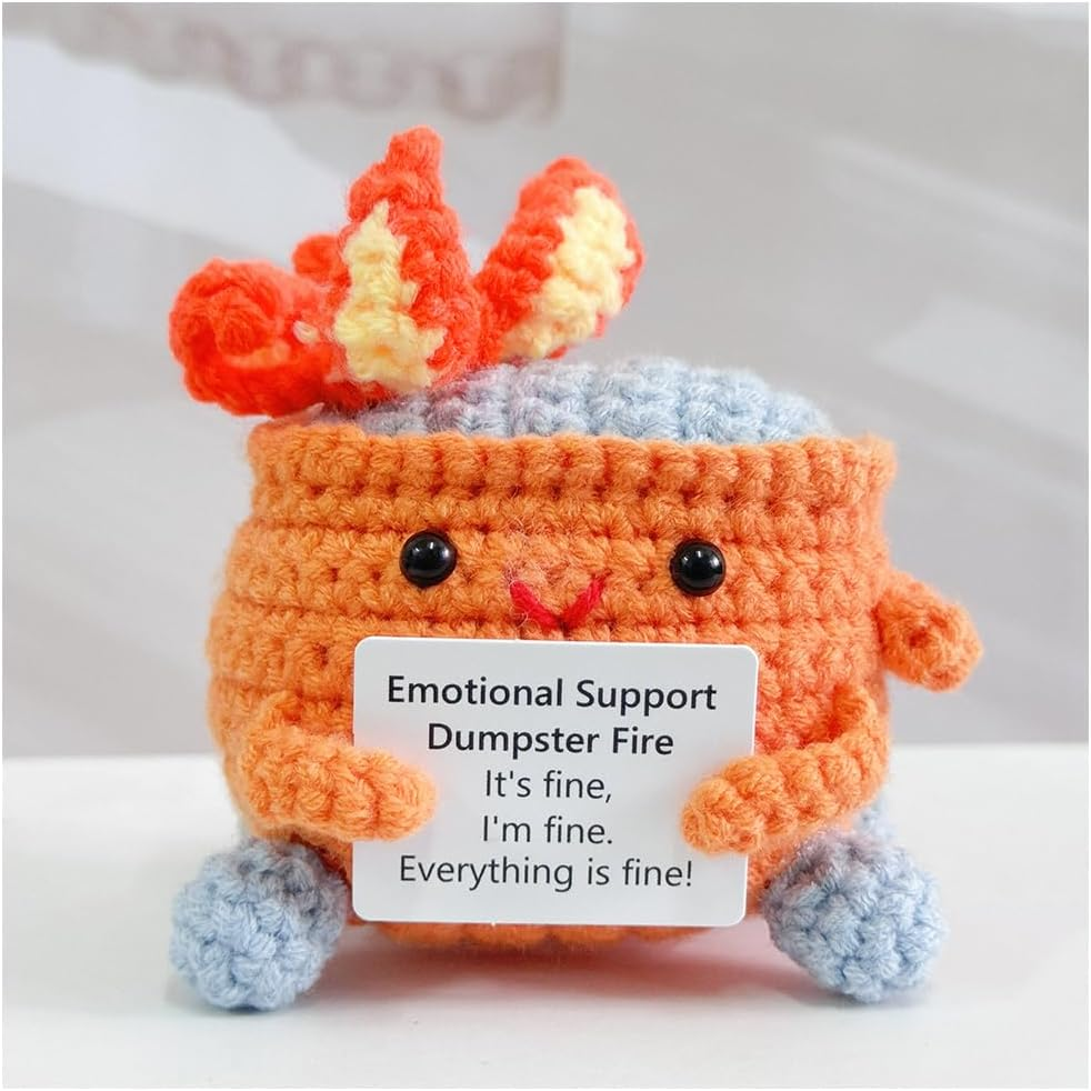 New Positive Energy Potato Hug Pocket Mini Handmade Plush Wool Knitting Doll with Card Funny Christams Gift Home Room Decoration