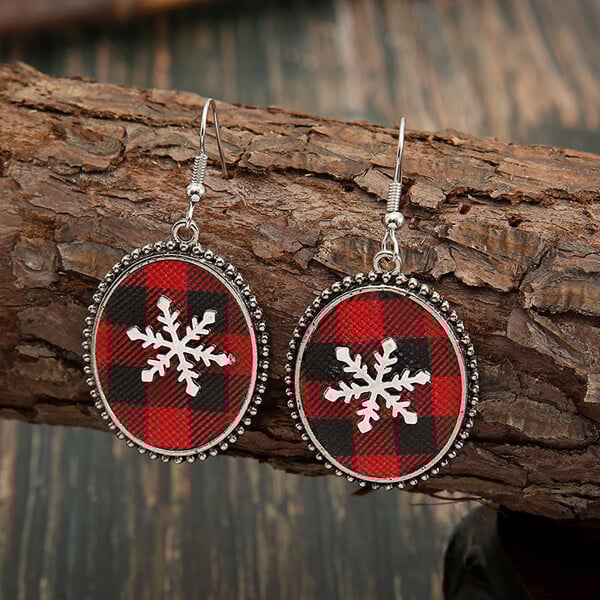 🎄Christmas Day Jewelry Snowflake Faux Leather Earrings