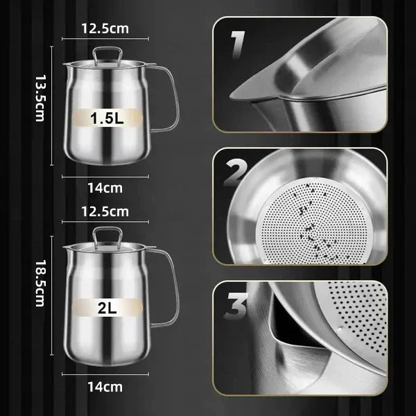 👨‍🍳2-in-1 304 Stainless Steel Multifunctional Oil Strainer Pot