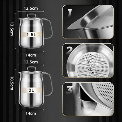 👨‍🍳2-in-1 304 Stainless Steel Multifunctional Oil Strainer Pot