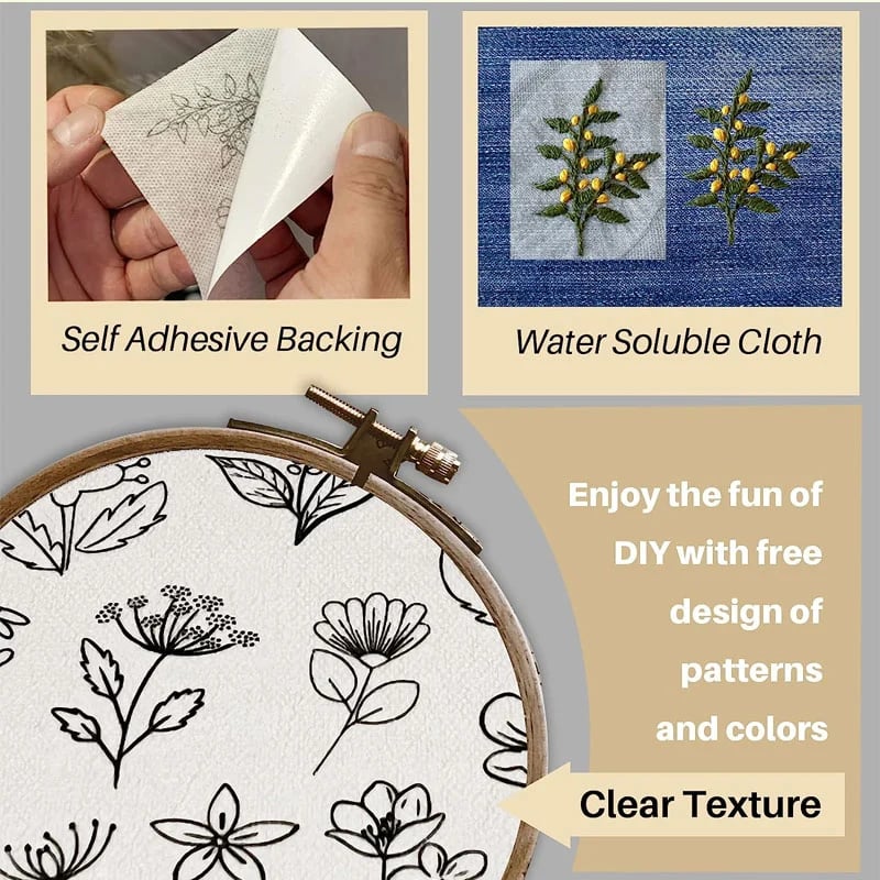 Water Soluble Flower Patterns for Embroidery