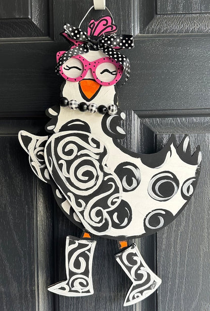 🐔Beautiful Chicken Lady Wooden Door Hanging🎀