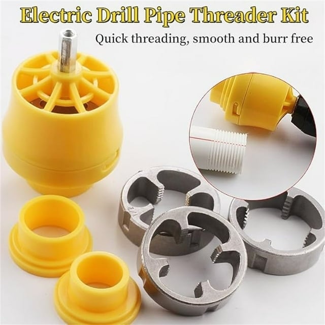 🎉Last Day 49% OFF🌲Electric Drill Compatible PVC Pipe Threader Kit with Various Die Sizes