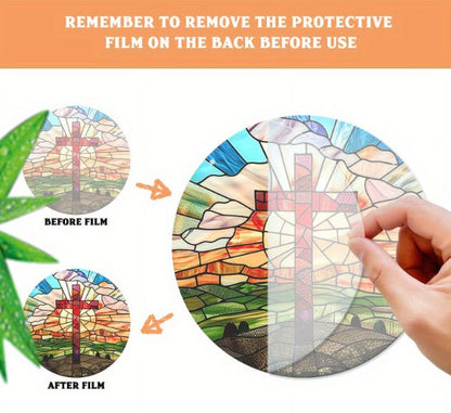 🙏God bless you - ✝️Handcrafted Radiant Jesus Cross Window Sign