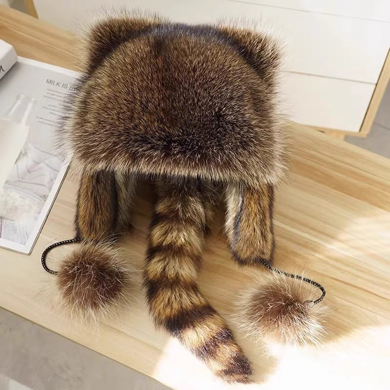Winter Cute Plush Raccoon Hat