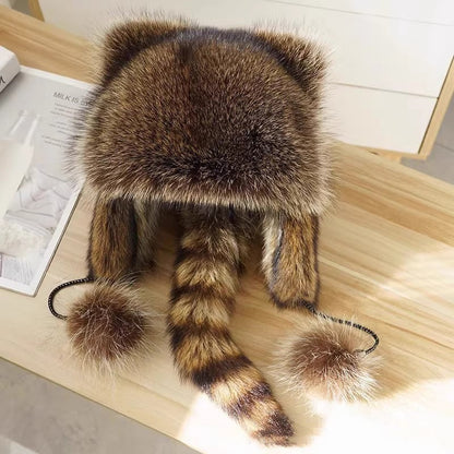 Winter Cute Plush Raccoon Hat