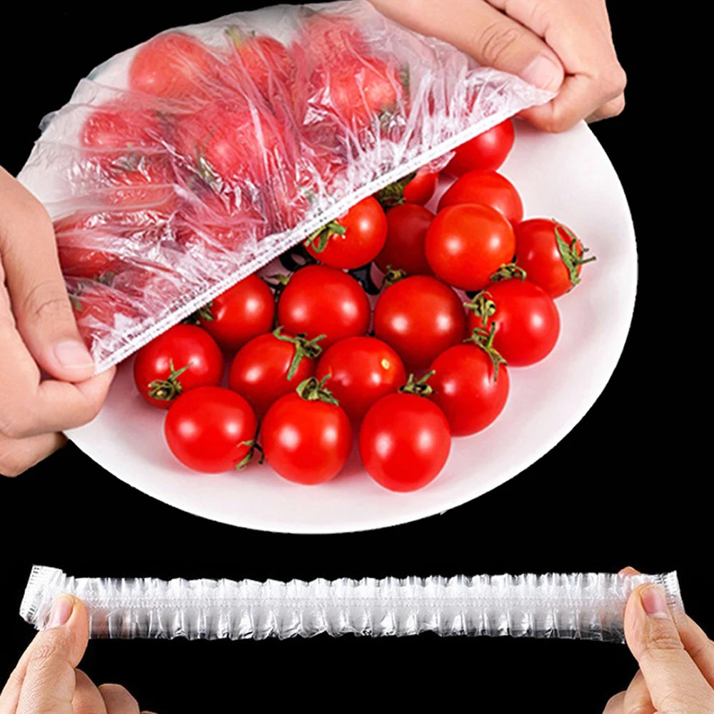 🥗100-500PCS Disposable Food Cover Wrap Plastic Elastic Stretch Food-Grade Fresh-keeping Film Bags Storage Kitchen Bowl Seal Lids