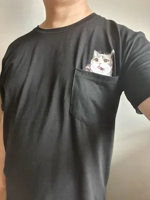 😾🖕Pocket Middle Finger Cat T-Shirt