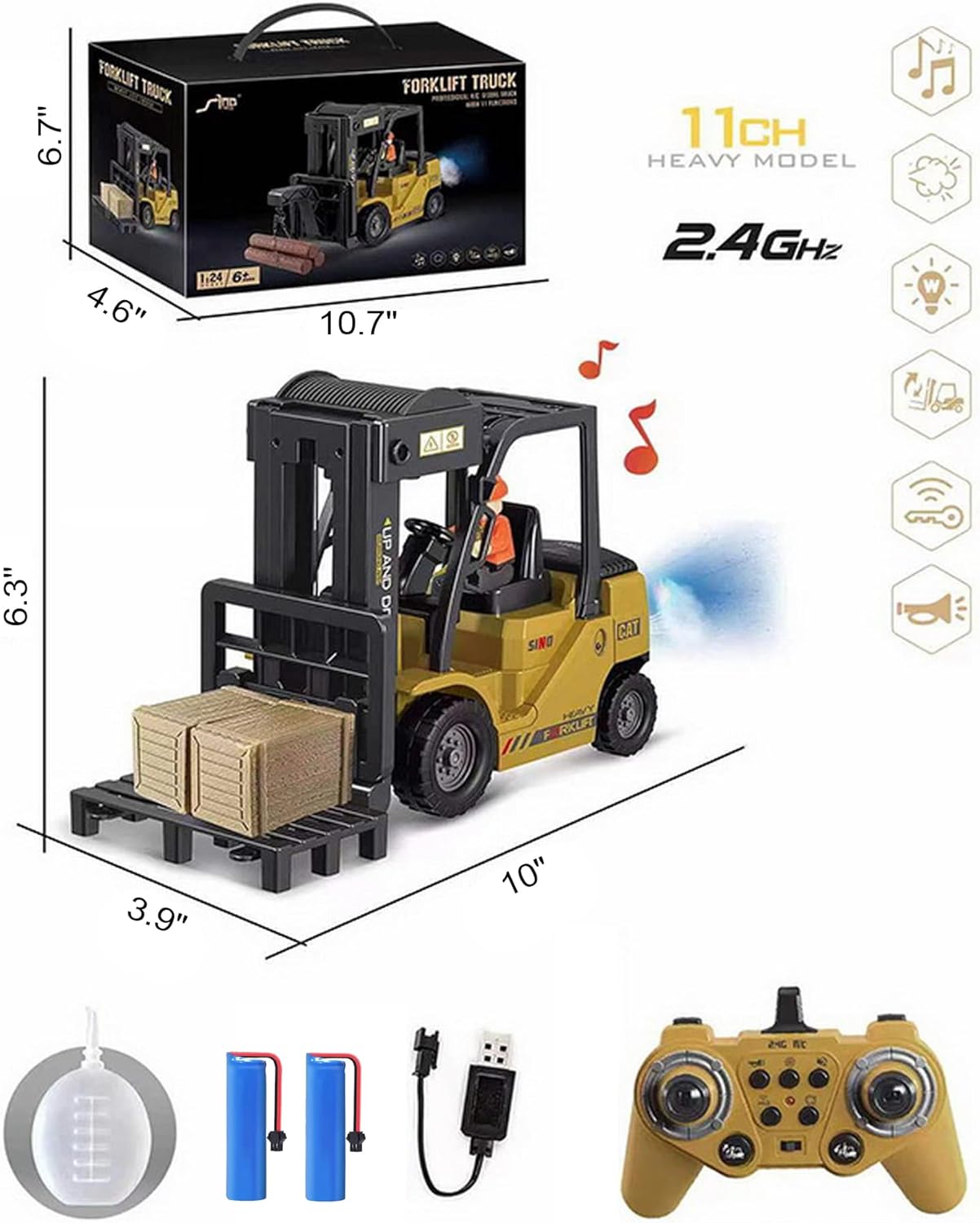 Roll over image to zoom in RC Forklift Truck, 2 in 1 Transform Lift Fork & Hook