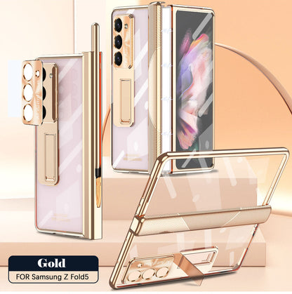 Magnetic Hinge Plating Case For Galaxy Z Fold5 Fold4 Fold3 With Double Hinge Protector