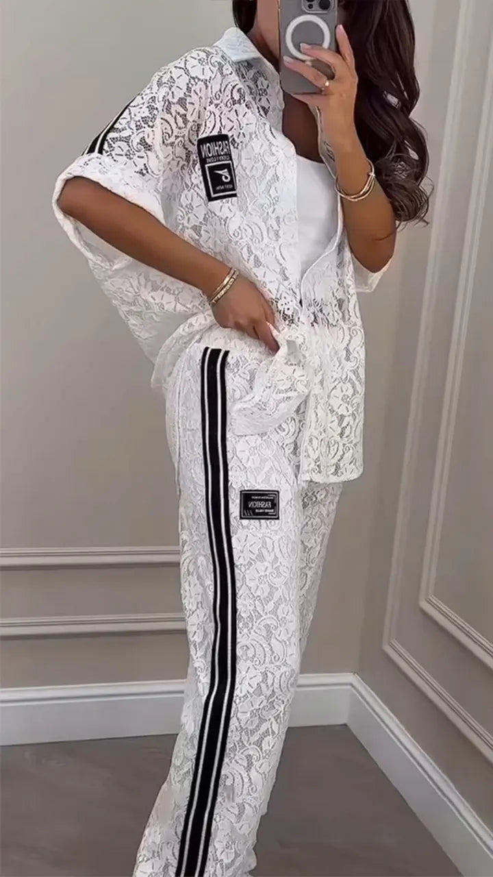 Women's Lapel Hollow Casual Suit