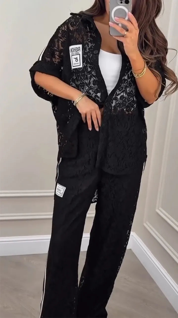 Women's Lapel Hollow Casual Suit