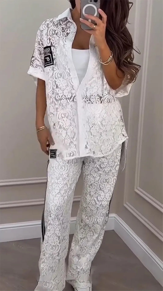 Women's Lapel Hollow Casual Suit