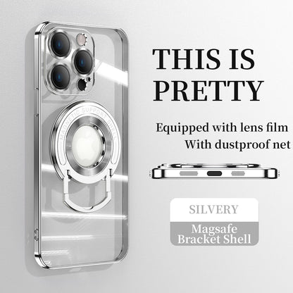 Magnetic Suction Bracket Electroplated Clear Protective Phone Case For iPhone